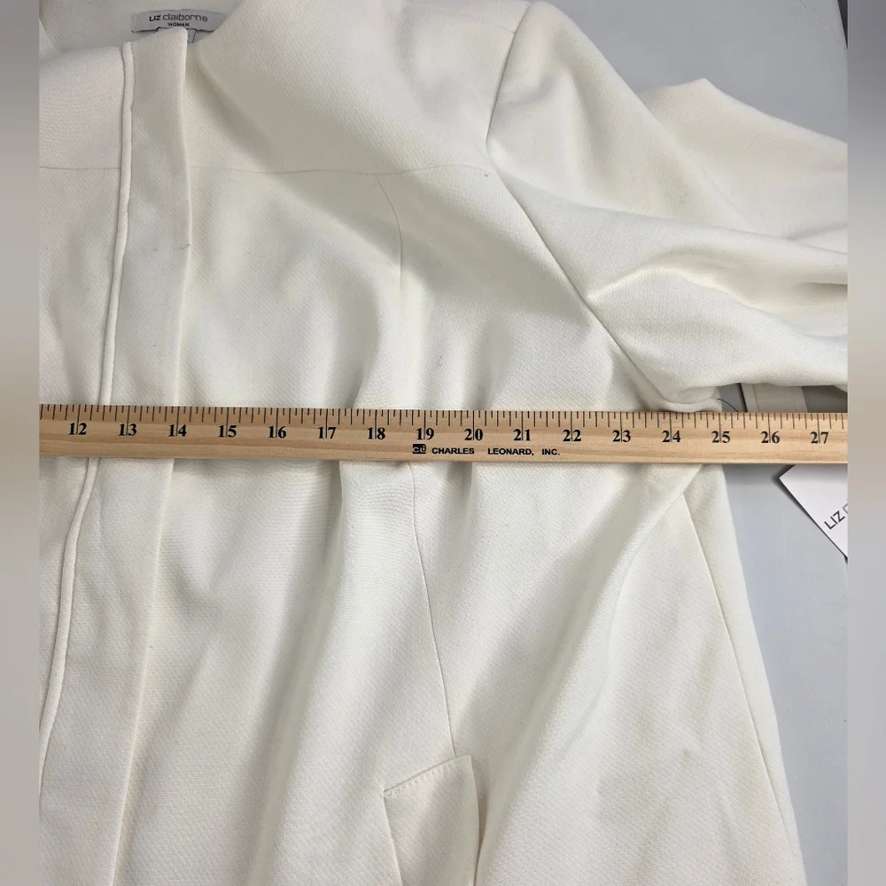NWT Liz Claiborne 3X Cream Zippered Lined Long Blazer Jacket 3180-AV - Picture 8 of 13